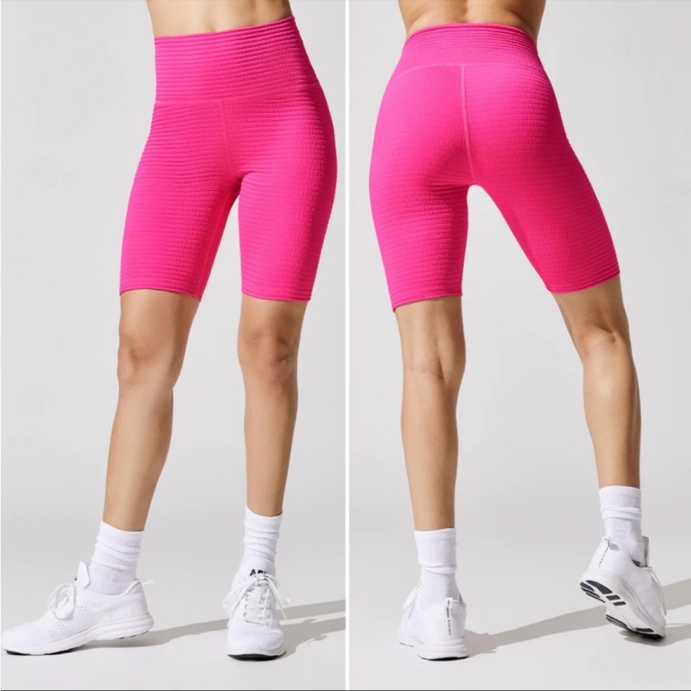 NWT Carbon38 Hot Pink High Rise Barbiecore Textured Biker Short S